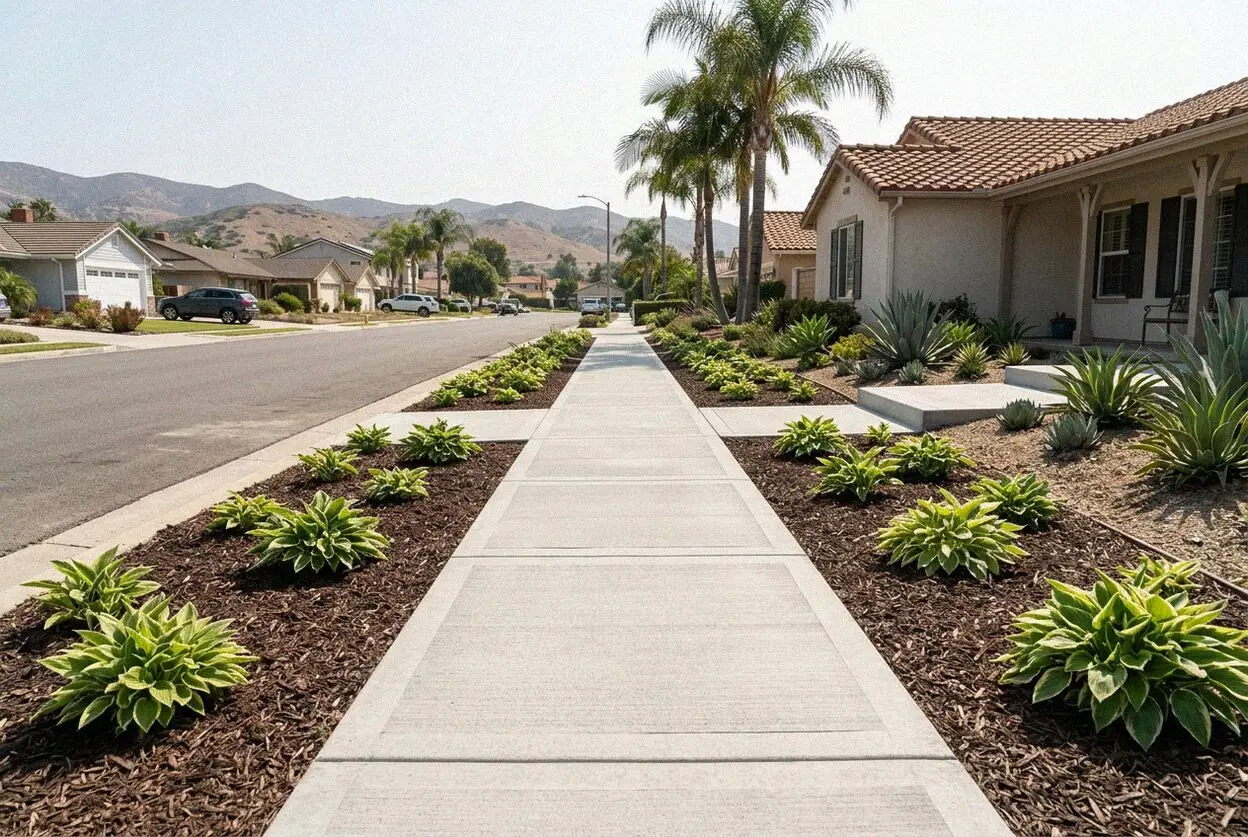 Replaced concrete sidewalk along a Fountain Valley frontage
