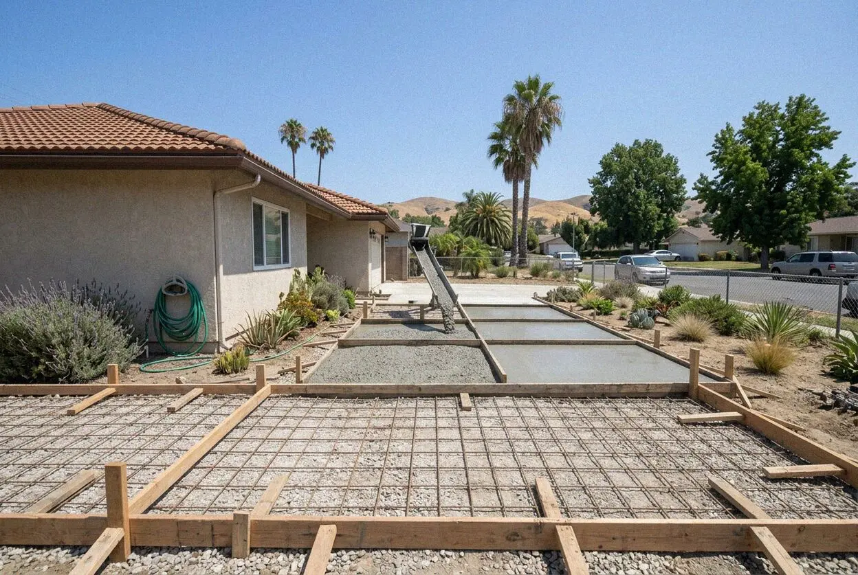Concrete garage apron poured off a rear alley in Old Town Seal Beach